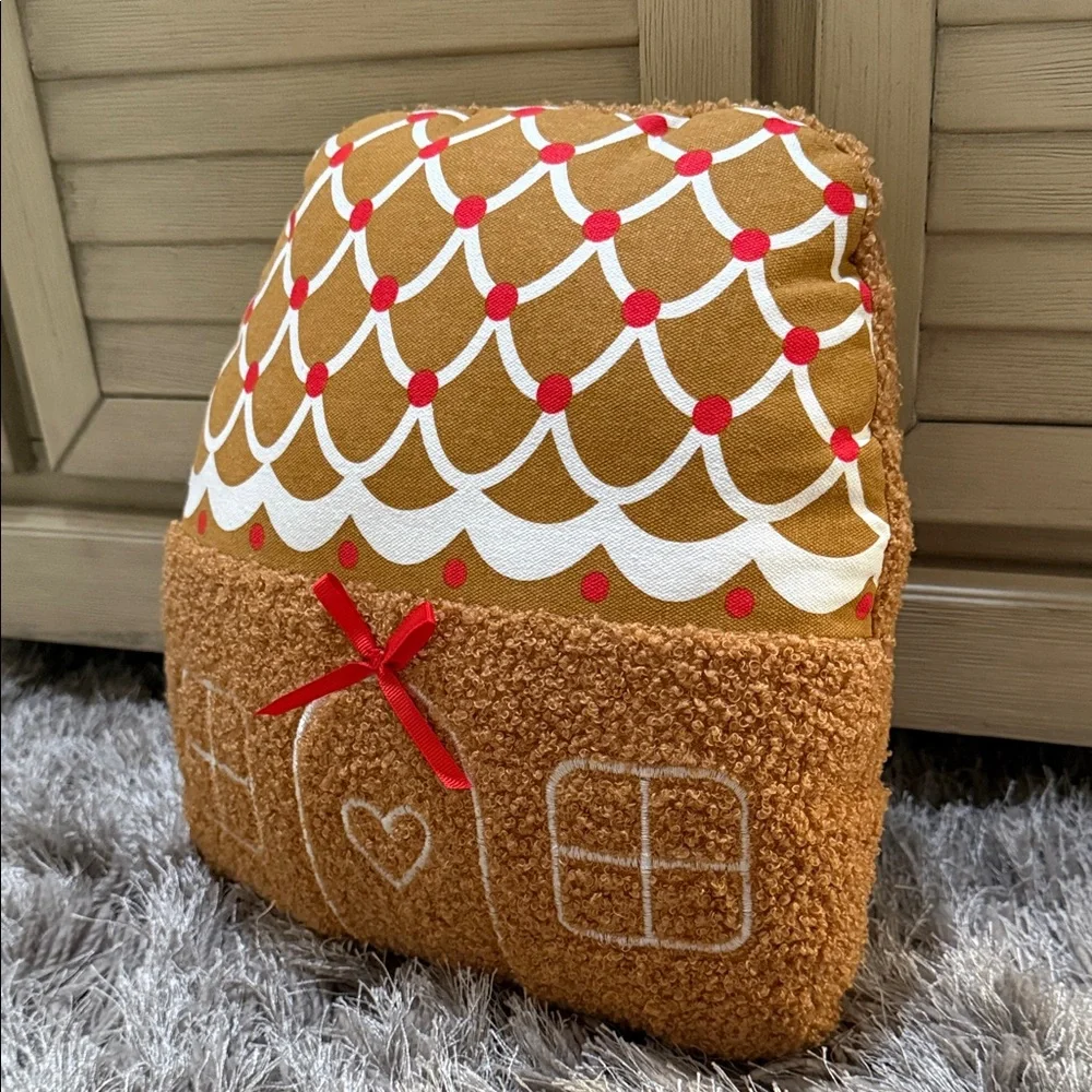 Target Festive Gingerbread House Pillow - Brown and Red